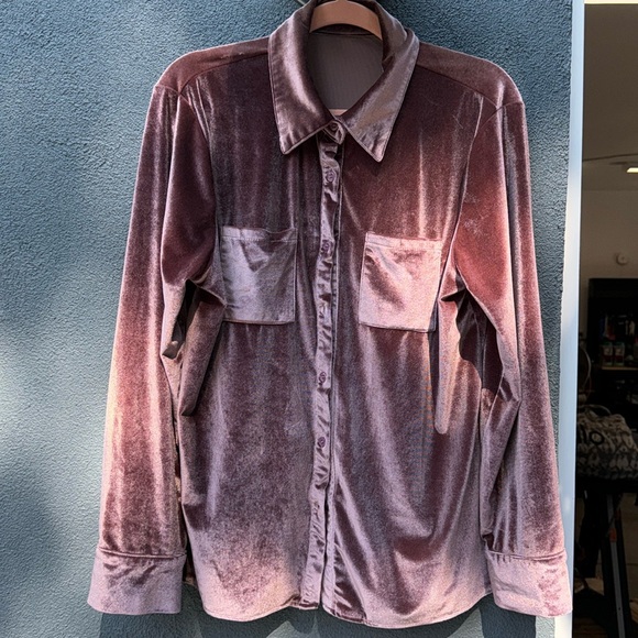 Velvet Button Down Shirt - Picture 2 of 4